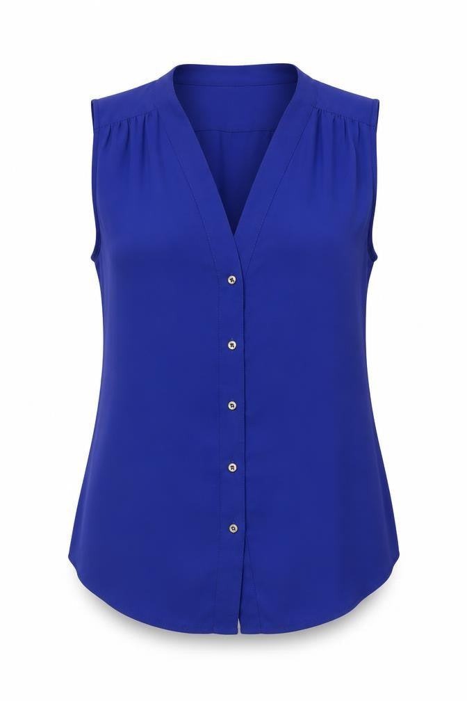 Banana Republic Women's Blue Sleeveless Button Blouse Size 2
