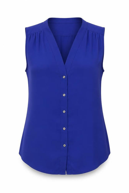 Banana Republic Women's Blue Sleeveless Button Blouse Size 2