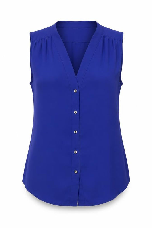 Banana Republic Women's Blue Sleeveless Button Blouse Size 2