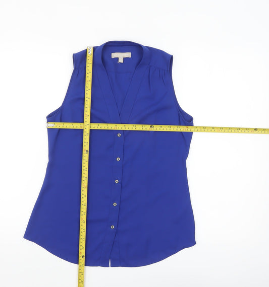Banana Republic Women's Blue Sleeveless Button Blouse Size 2