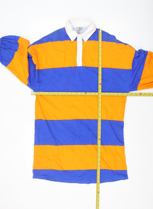 ASOS Women's Blue Orange Collared Striped Shirt Dress Size 8