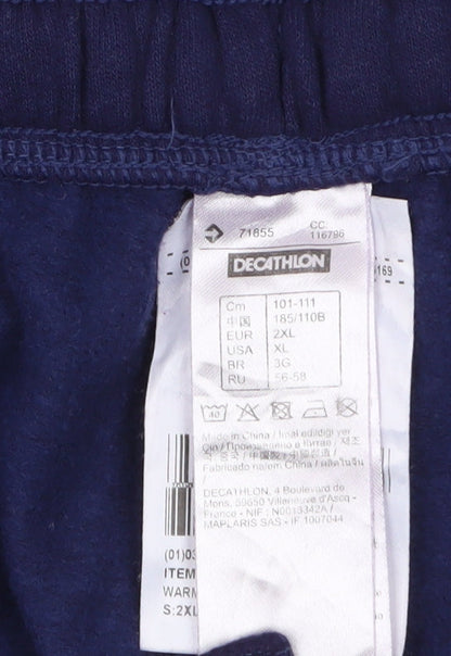 Decathlon Men's Blue 2XL Fleece Sweatpants with Elastic Waist