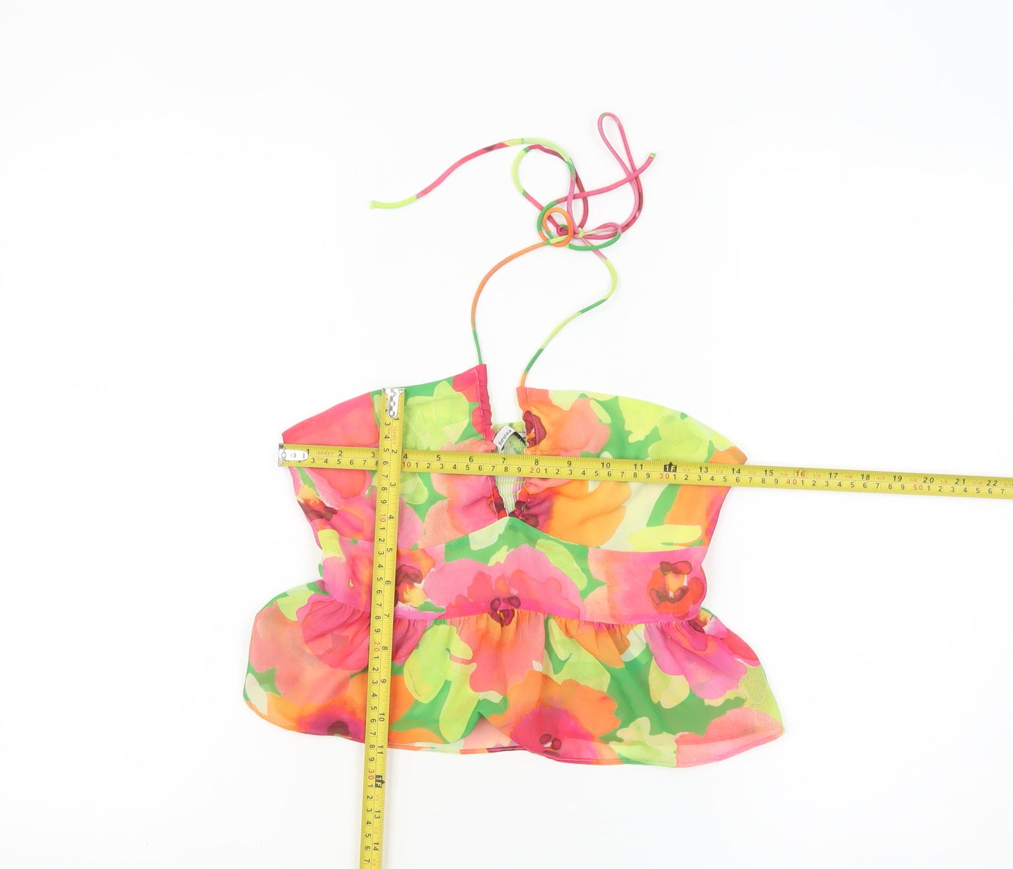 Bershka Women’s Multicoloured Floral Halter Camisole Top Size 10