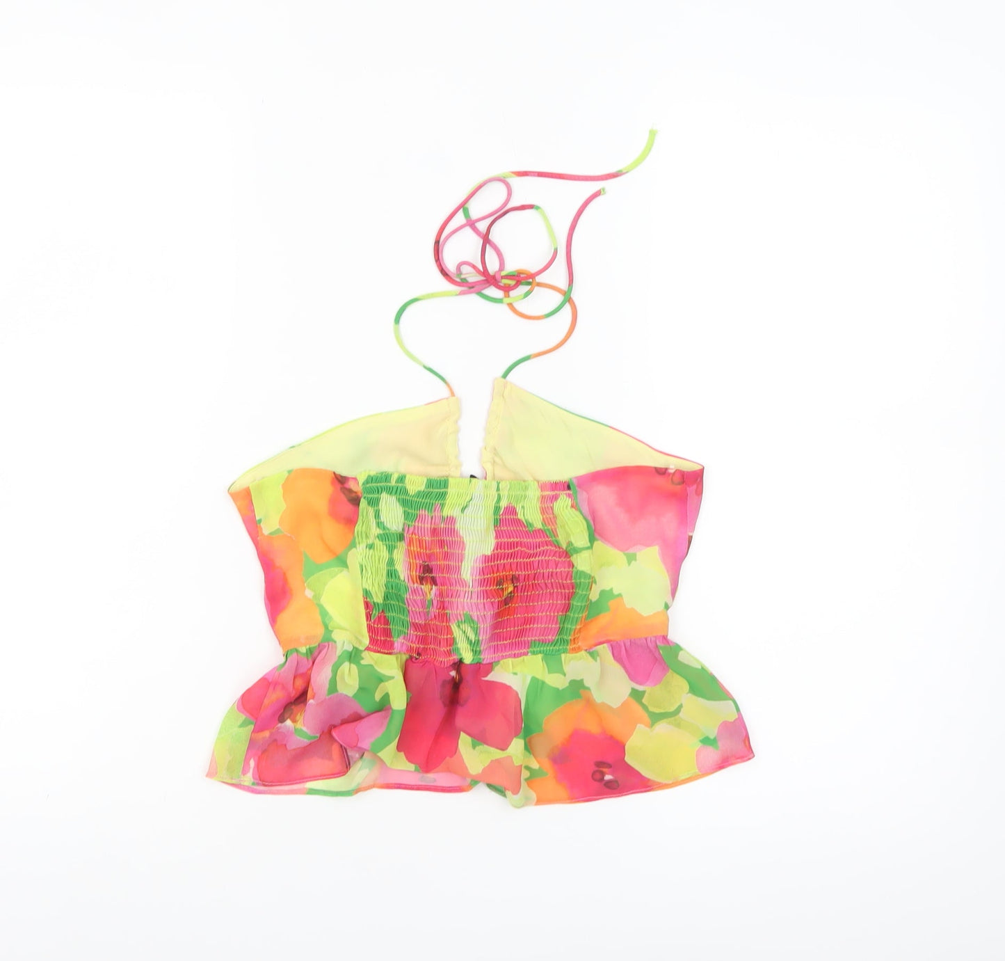 Bershka Women’s Multicoloured Floral Halter Camisole Top Size 10
