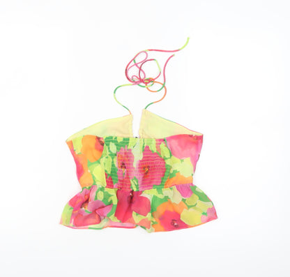 Bershka Women’s Multicoloured Floral Halter Camisole Top Size 10