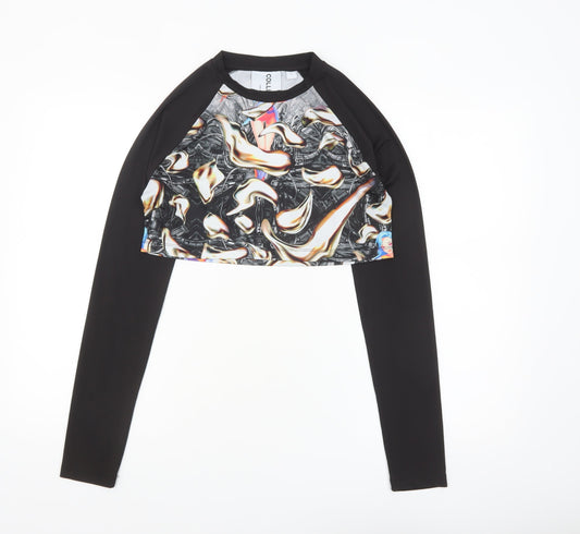 Collusion Women’s Multicoloured Cropped Long Sleeve Raglan Top S