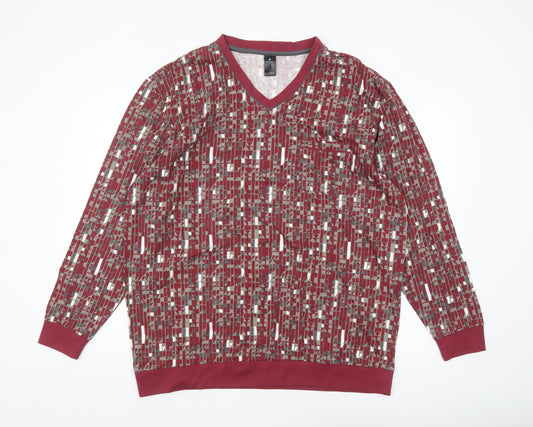 Wäschepur Men’s Red Geometric Cotton Long Sleeve Top 3XL Regular