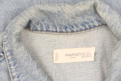 Mango Women Blue Denim Basic Jacket XS Button Front Classic Style