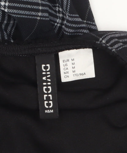 H&M Divided Women’s Black Check A-Line Short Dress Size 12