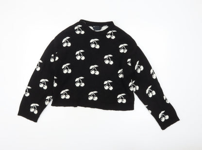 ASOS Women’s Black Cherry Print Knit Pullover Jumper XS