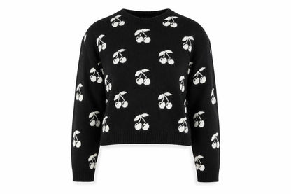 ASOS Women’s Black Cherry Print Knit Pullover Jumper XS