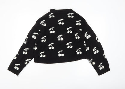 ASOS Women’s Black Cherry Print Knit Pullover Jumper XS