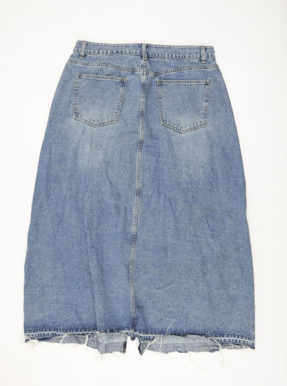 Cider Women Blue Denim Midi Skirt High Rise Straight Style XL