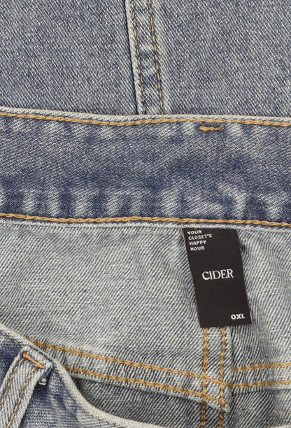 Cider Women Blue Denim Midi Skirt High Rise Straight Style XL