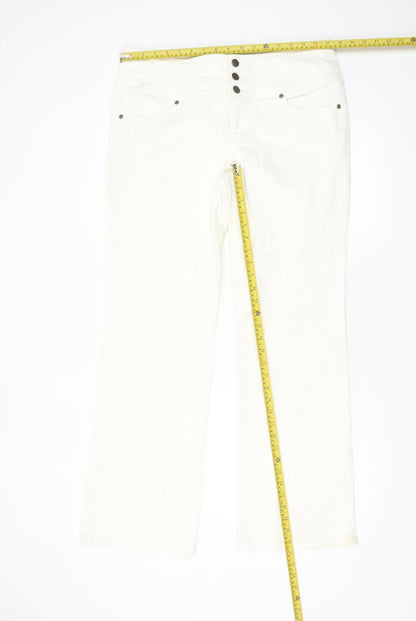 John Baner Women's White Bootcut High Waist Jeans Size 14