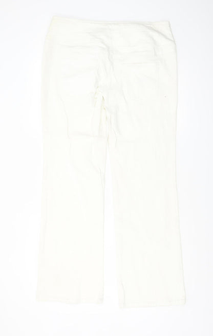 John Baner Women's White Bootcut High Waist Jeans Size 14