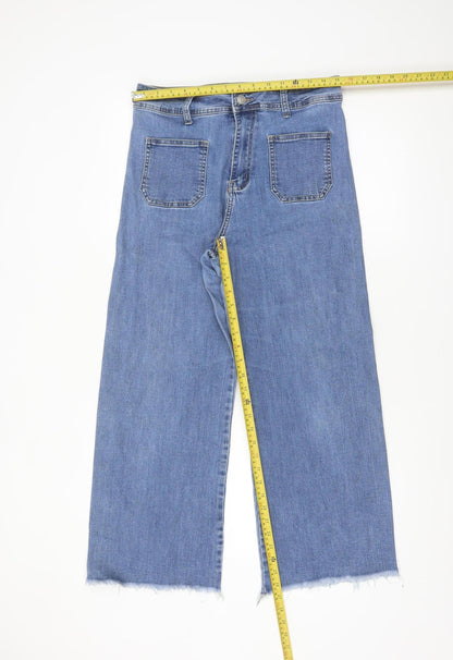 Colorful Premium Women’s Blue Wide-Leg High-Rise Jeans Size 14