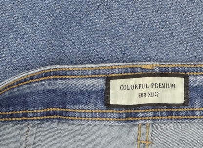Colorful Premium Women’s Blue Wide-Leg High-Rise Jeans Size 14