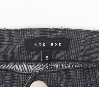 Bik Bok Women's Grey Checked Straight Leg Trousers Size S