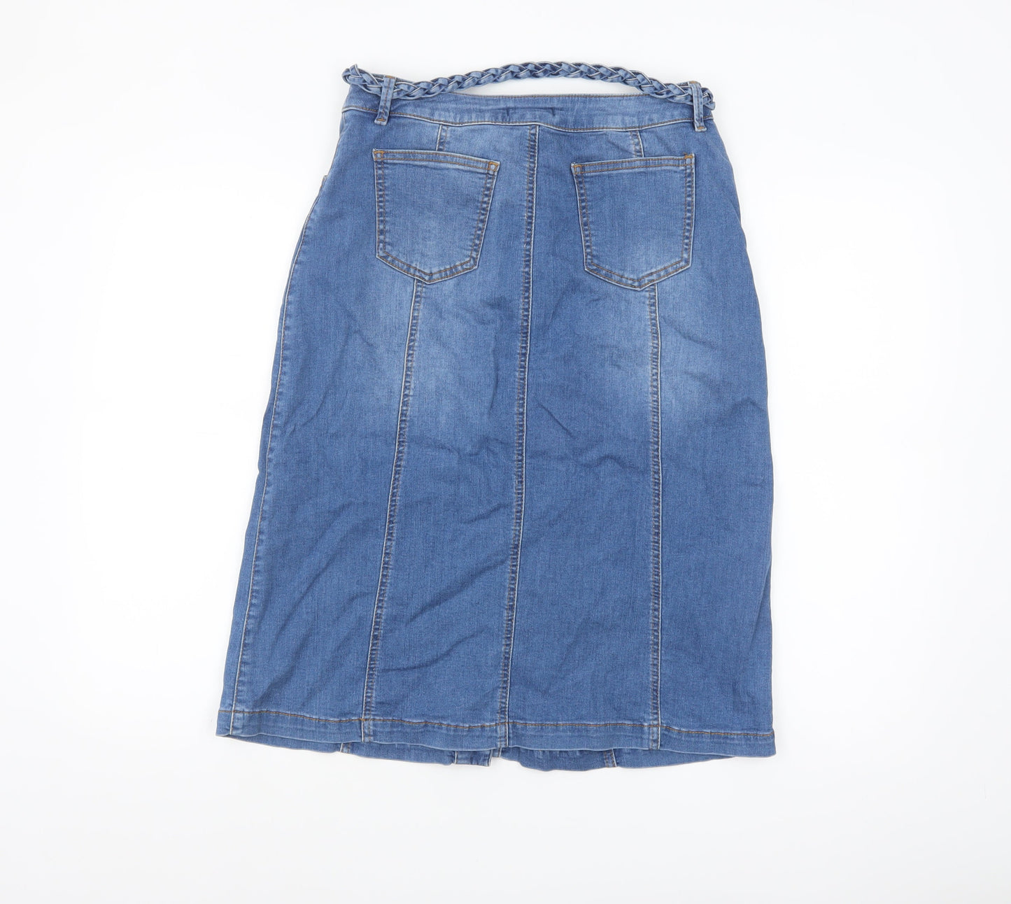 BLUE 73 Women's Blue Denim Button Midi A-Line Skirt Size 10