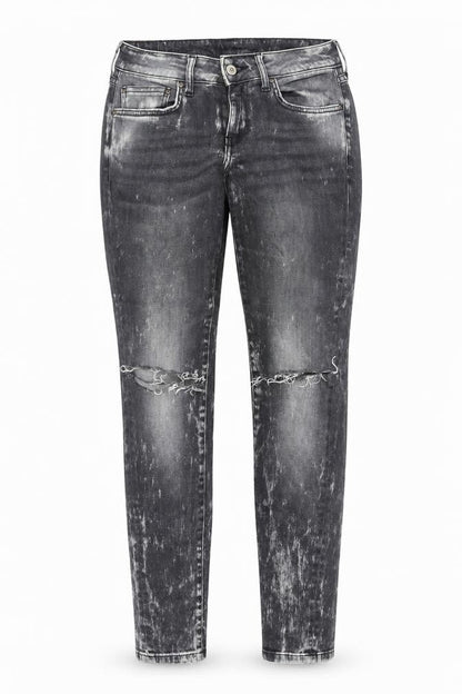 Mango Womens Grey Acid Wash Skinny Distressed Jeans Size 10
