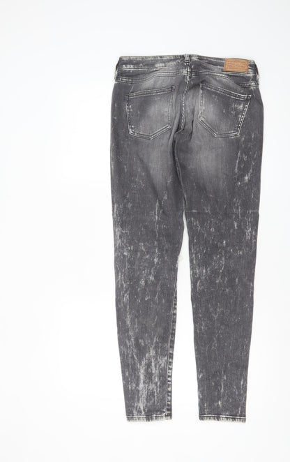 Mango Womens Grey Acid Wash Skinny Distressed Jeans Size 10