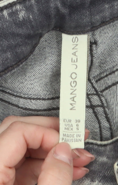 Mango Womens Grey Acid Wash Skinny Distressed Jeans Size 10