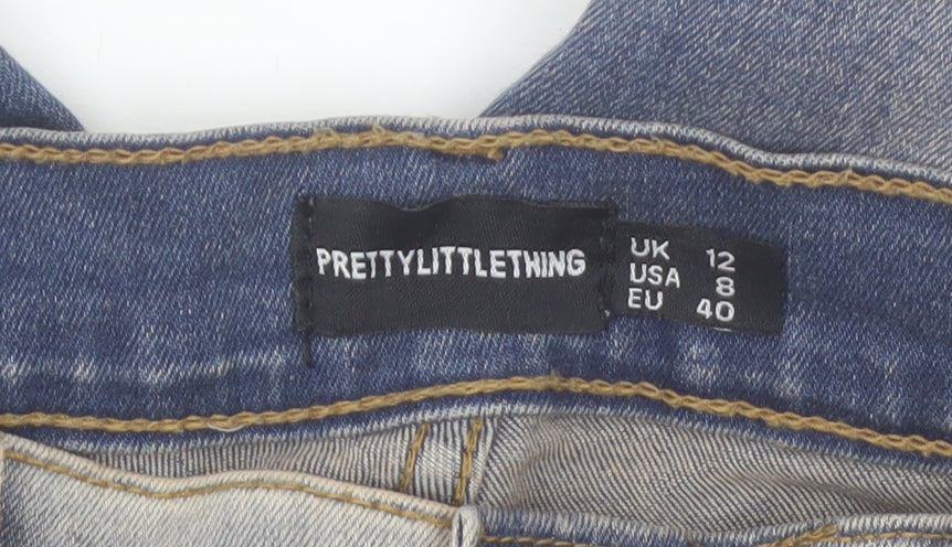 PrettyLittleThing Women’s Blue Flared Distressed Denim Jeans Size 12