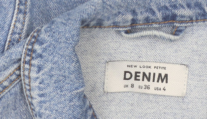 New Look Women Blue Denim Cropped Jacket UK 8 Petite
