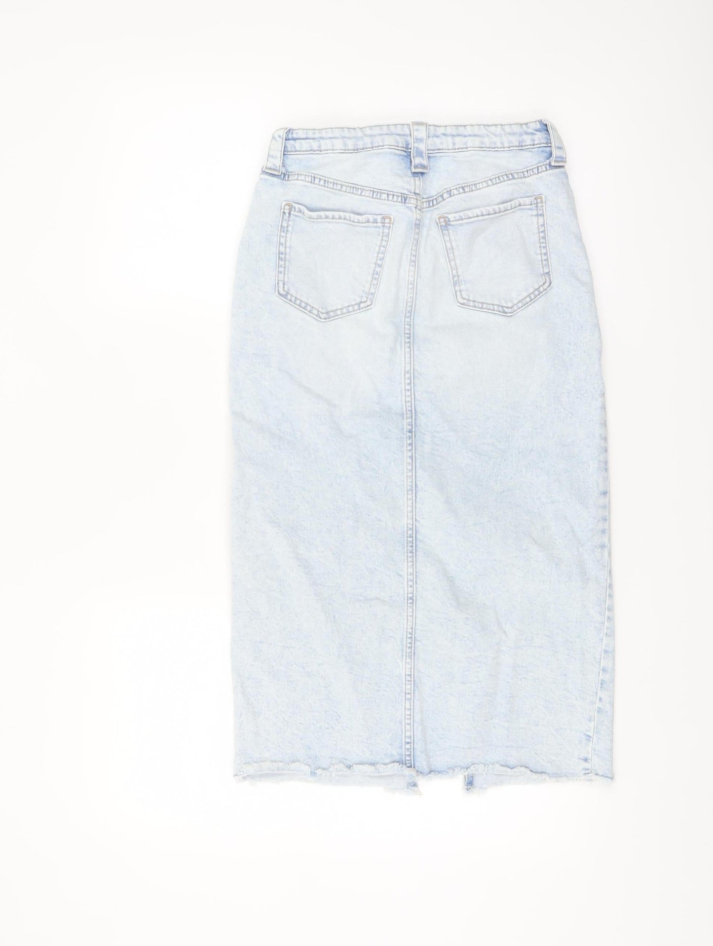 H&M Girls Light Blue Denim Midi Skirt Size 13Y Straight Fit