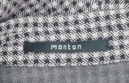 Monton Women Black & White Houndstooth Collared Long Sleeve Shift Dress UK10