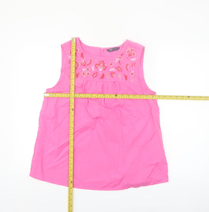 Marks and Spencer Women Pink Embroidered Sleeveless Cotton Blouse UK 12