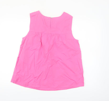 Marks and Spencer Women Pink Embroidered Sleeveless Cotton Blouse UK 12