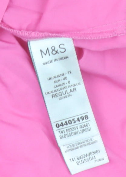 Marks and Spencer Women Pink Embroidered Sleeveless Cotton Blouse UK 12