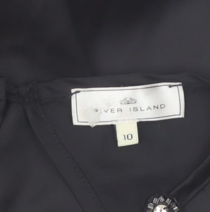 River Island Women’s Black Beaded Sleeveless Blouse Size 10