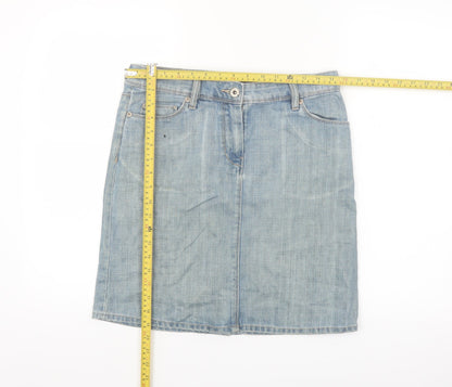 H&M L.O.G.G. Women's Blue Denim Knee Length Skirt Size 10