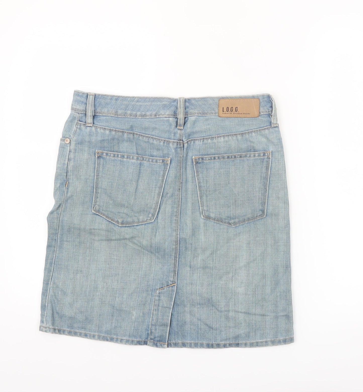 H&M L.O.G.G. Women's Blue Denim Knee Length Skirt Size 10