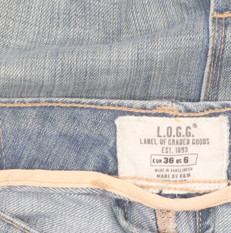 H&M L.O.G.G. Women's Blue Denim Knee Length Skirt Size 10