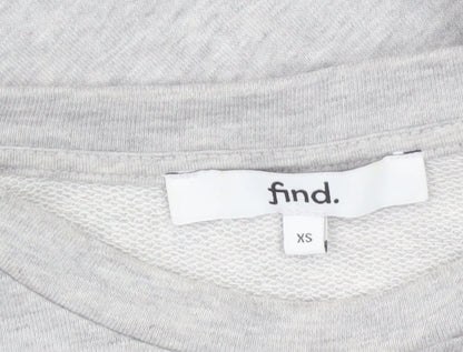 Find Women Grey Embroidered Floral Pullover Sweatshirt XS