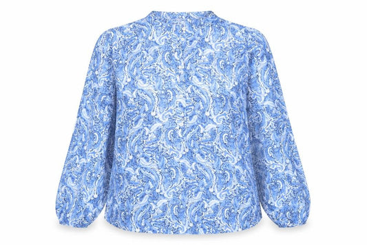 Gallery Women Blue Paisley Chiffon Button Blouse UK 12