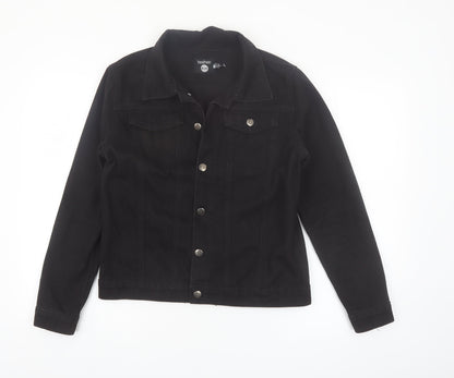 Boohoo Women Black Denim Basic Jacket Size 12 Classic Style