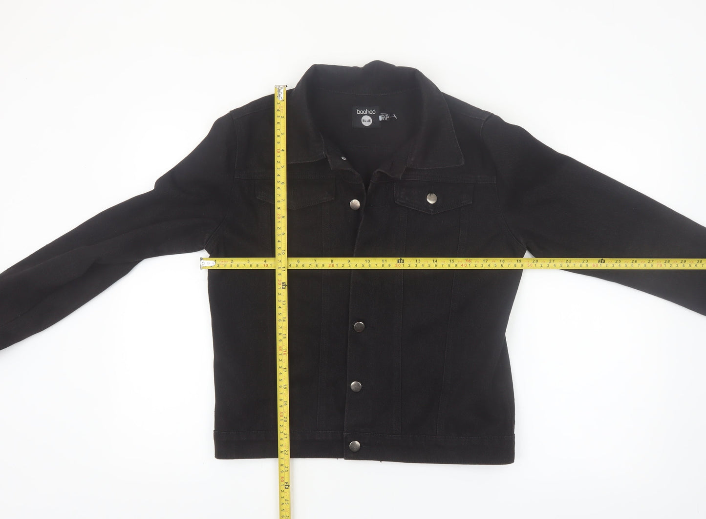 Boohoo Women Black Denim Basic Jacket Size 12 Classic Style