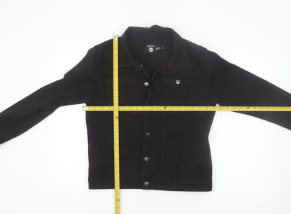Boohoo Women Black Denim Basic Jacket Size 12 Classic Style