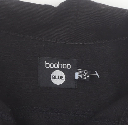 Boohoo Women Black Denim Basic Jacket Size 12 Classic Style