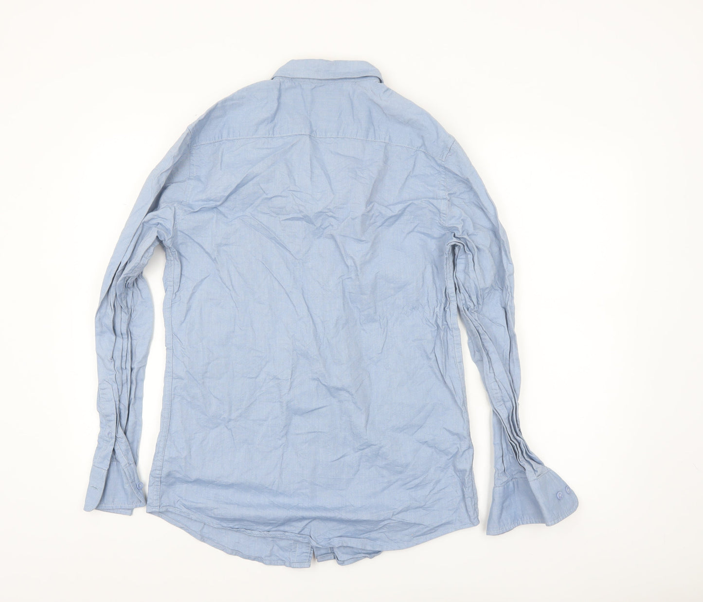 Dunnes Stores Men's Blue Slim Fit Cotton Long Sleeve Shirt M