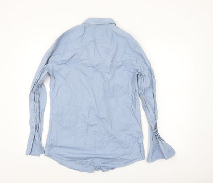 Dunnes Stores Men's Blue Slim Fit Cotton Long Sleeve Shirt M