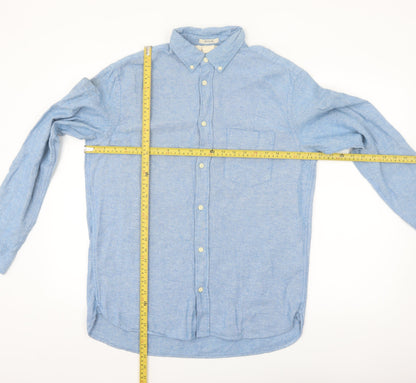 H&M Men's Blue Regular Fit Cotton Long Sleeve Button-Up Shirt Size M