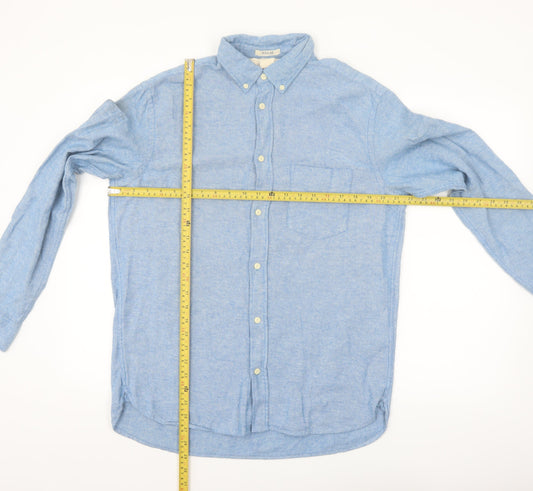 H&M Men's Blue Regular Fit Cotton Long Sleeve Button-Up Shirt Size M
