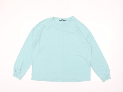 Dunnes Women Blue Long Sleeve Basic Cotton Jersey T-Shirt Size S