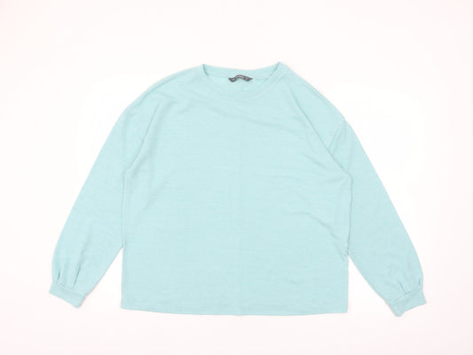 Dunnes Women Blue Long Sleeve Basic Cotton Jersey T-Shirt Size S